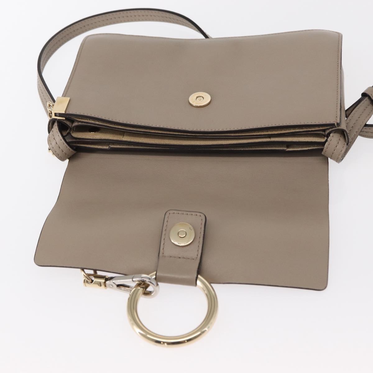Chloe Fay Shoulder Bag Suede Leather Beige Gold Auth gh1321