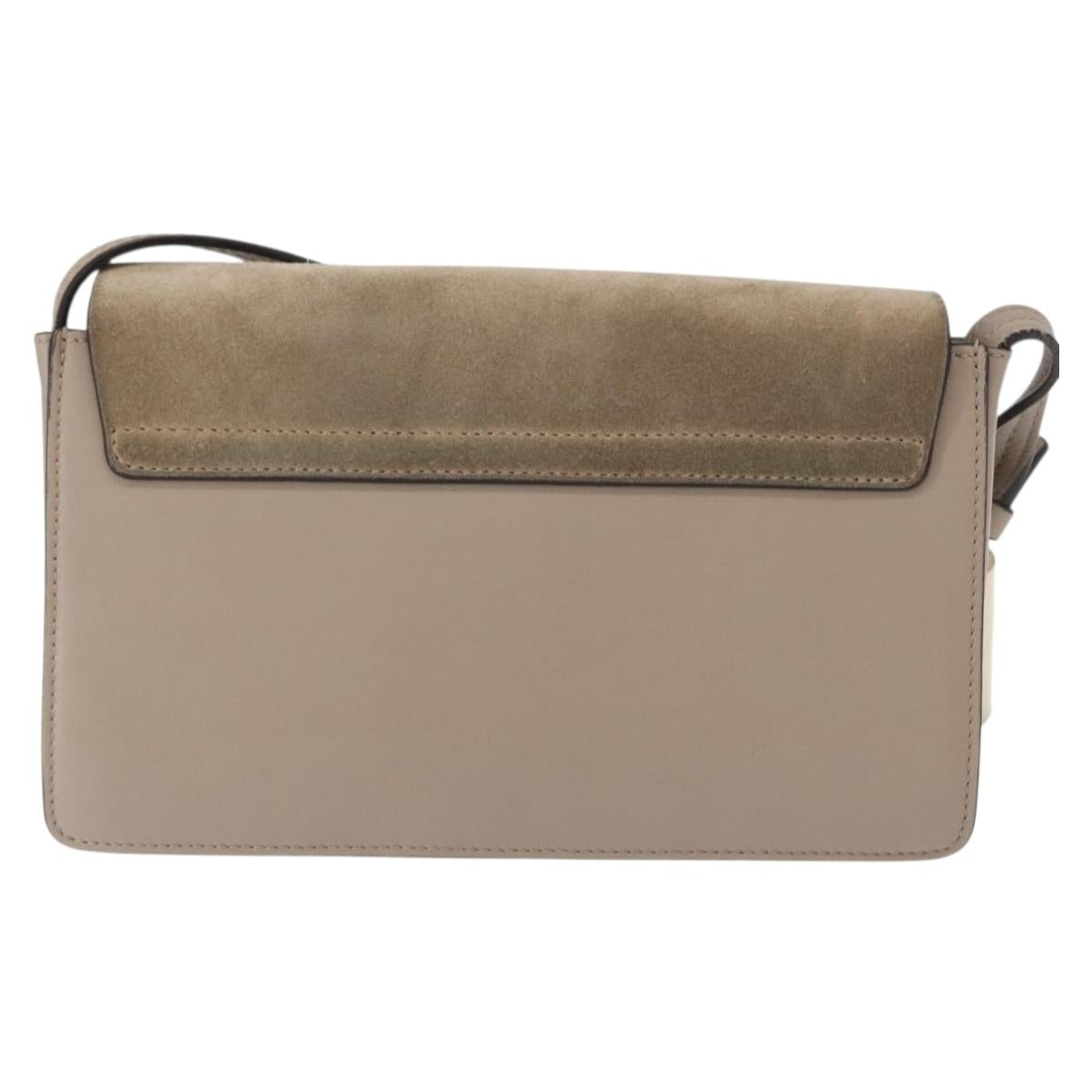 Chloe Fay Shoulder Bag Suede Leather Beige Gold Auth gh1321