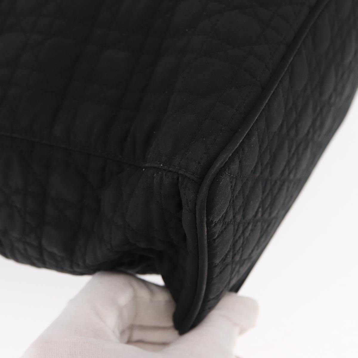 Christian Dior Canage Tote Bag Nylon Black Gold Auth gh1325