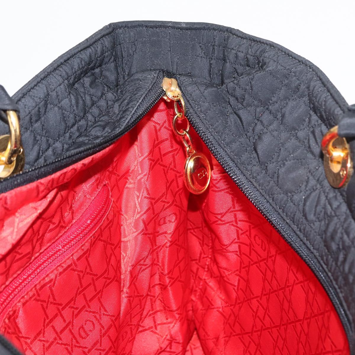 Christian Dior Canage Tote Bag Nylon Black Gold Auth gh1325