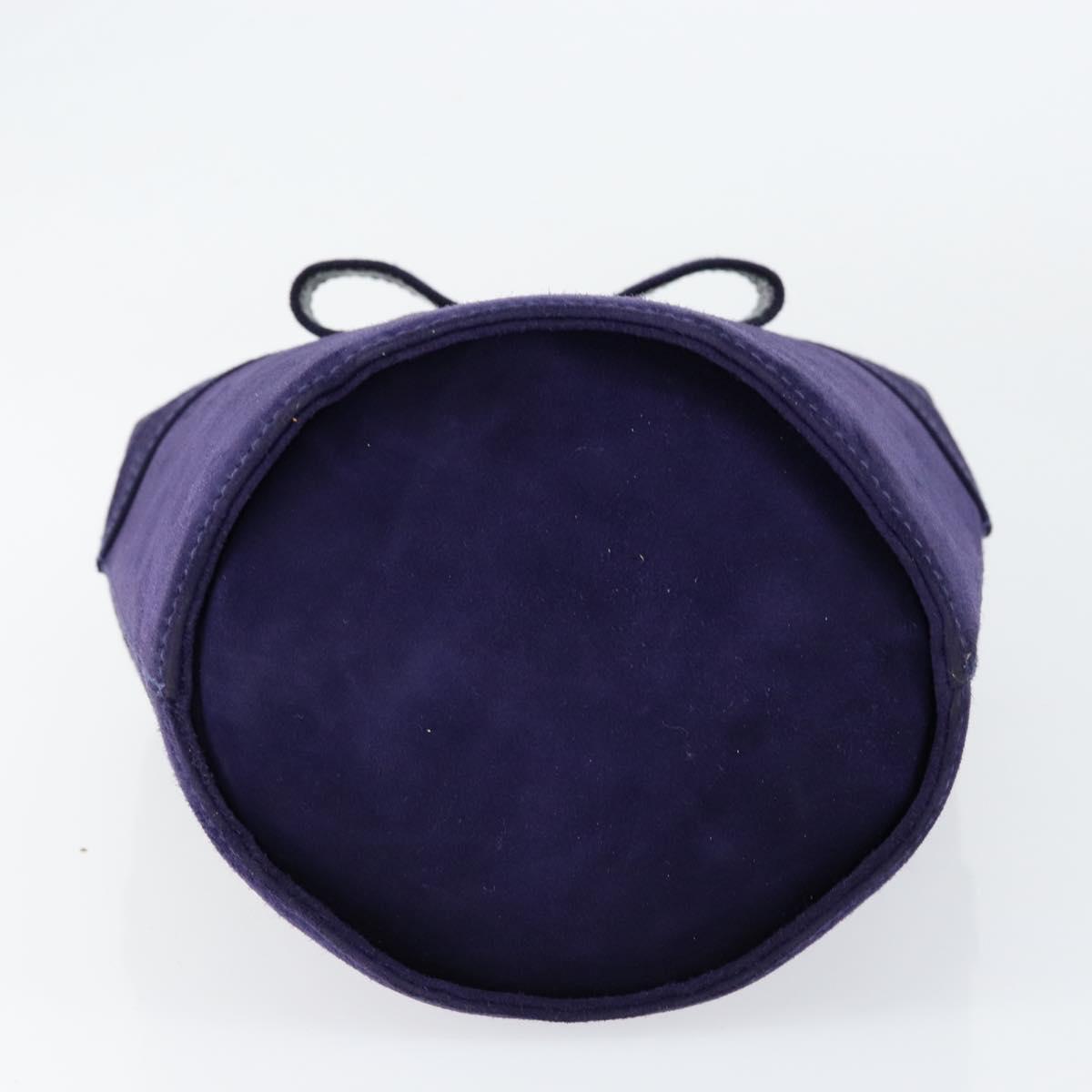 Salvatore Ferragamo Vala Hand Bag Suede Purple Gold Auth gh1326