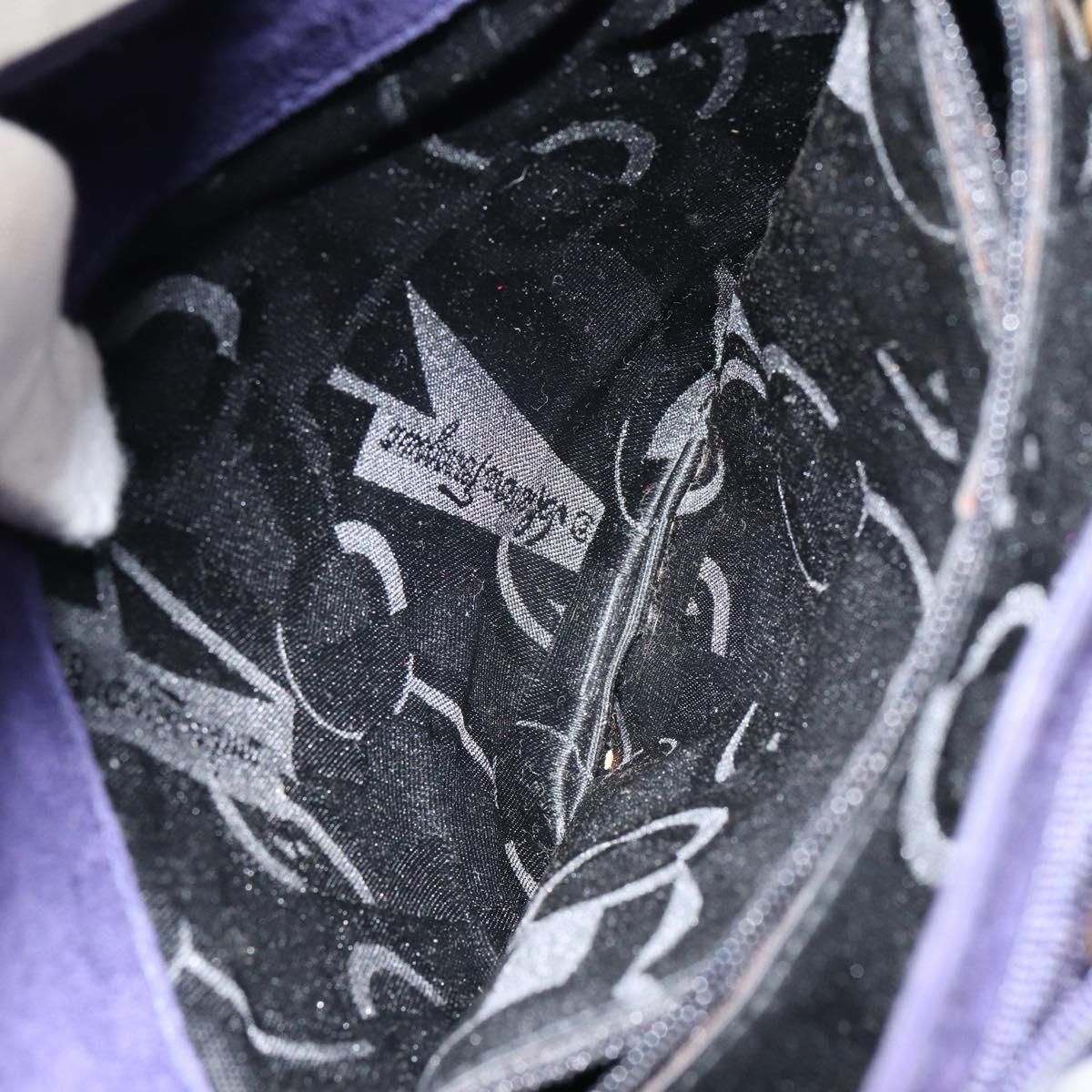 Salvatore Ferragamo Vala Hand Bag Suede Purple Gold Auth gh1326