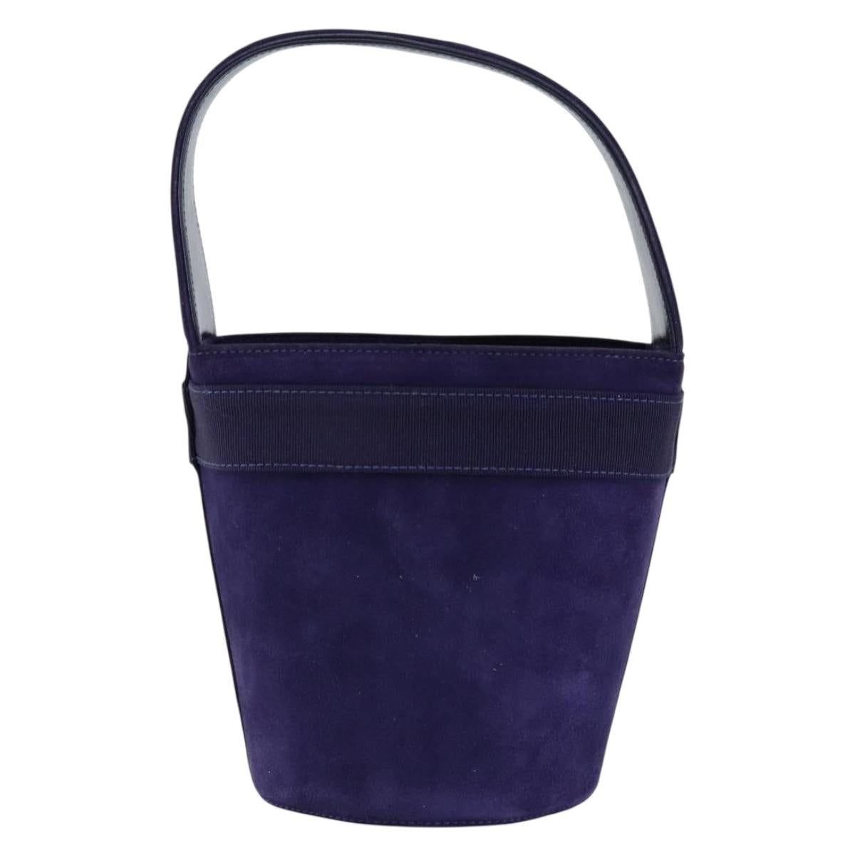 Salvatore Ferragamo Vala Hand Bag Suede Purple Gold Auth gh1326