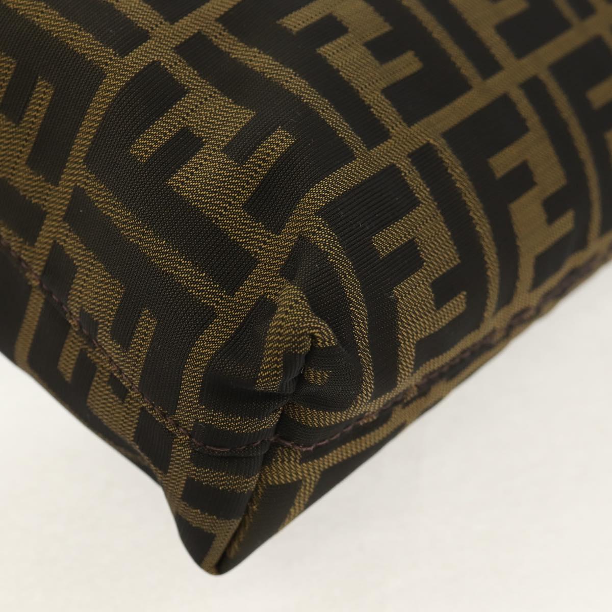 FENDI Zucca Canvas Shoulder Bag Khaki Black Auth gh1329V