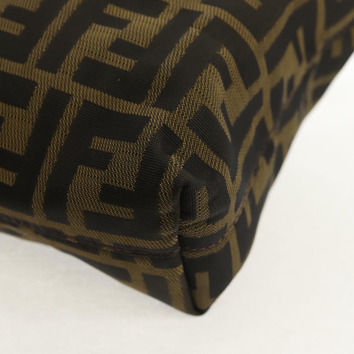 FENDI Zucca Canvas Shoulder Bag Khaki Black Auth gh1329V