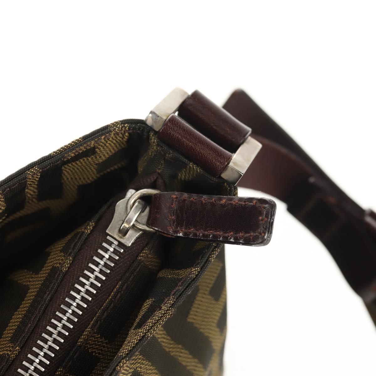 FENDI Zucca Canvas Shoulder Bag Khaki Black Auth gh1329V