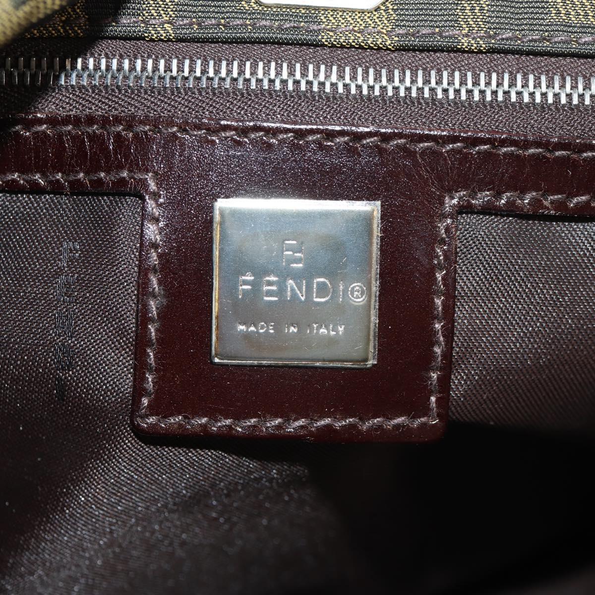 FENDI Zucca Canvas Shoulder Bag Khaki Black Auth gh1329V