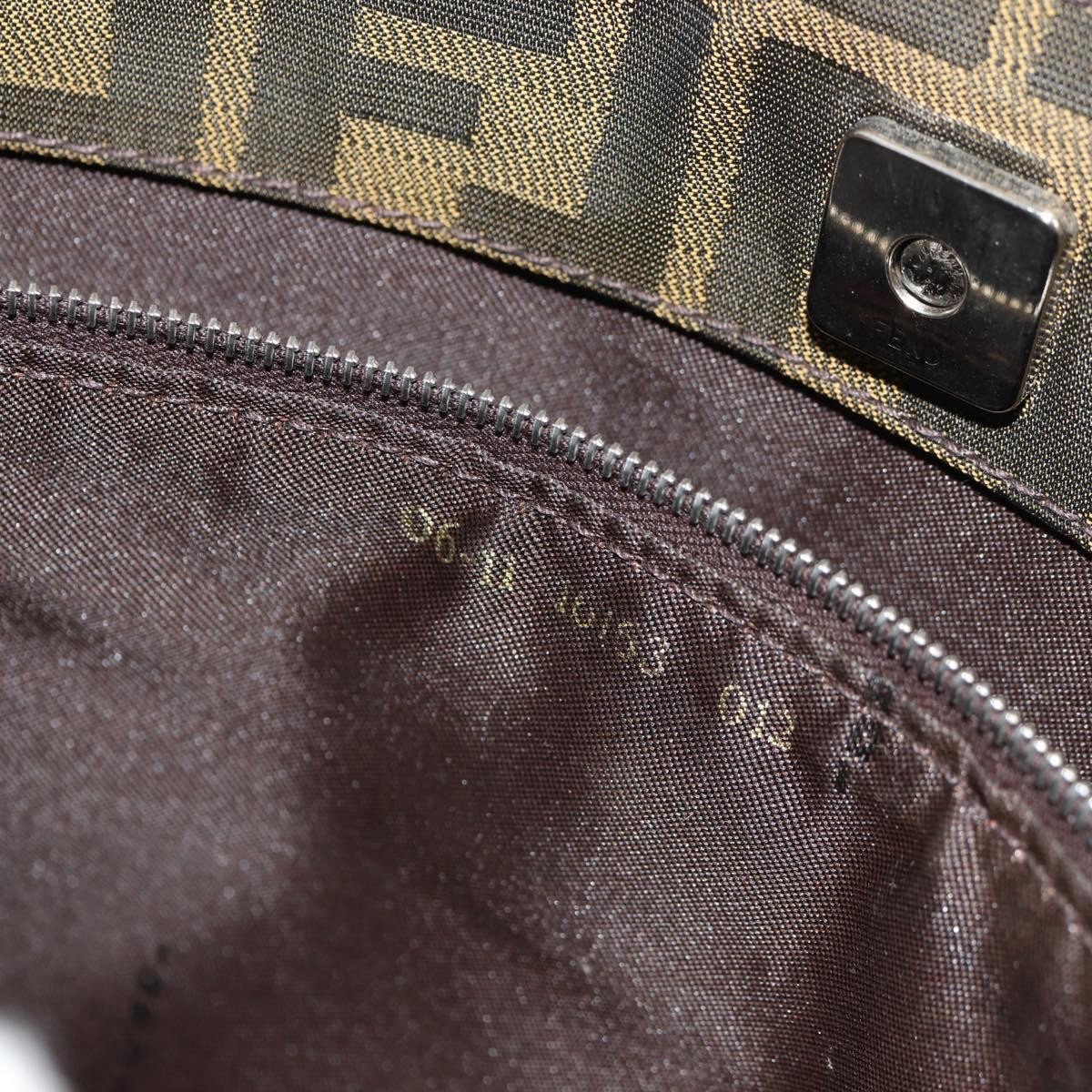 FENDI Zucca Canvas Shoulder Bag Khaki Black Auth gh1329V