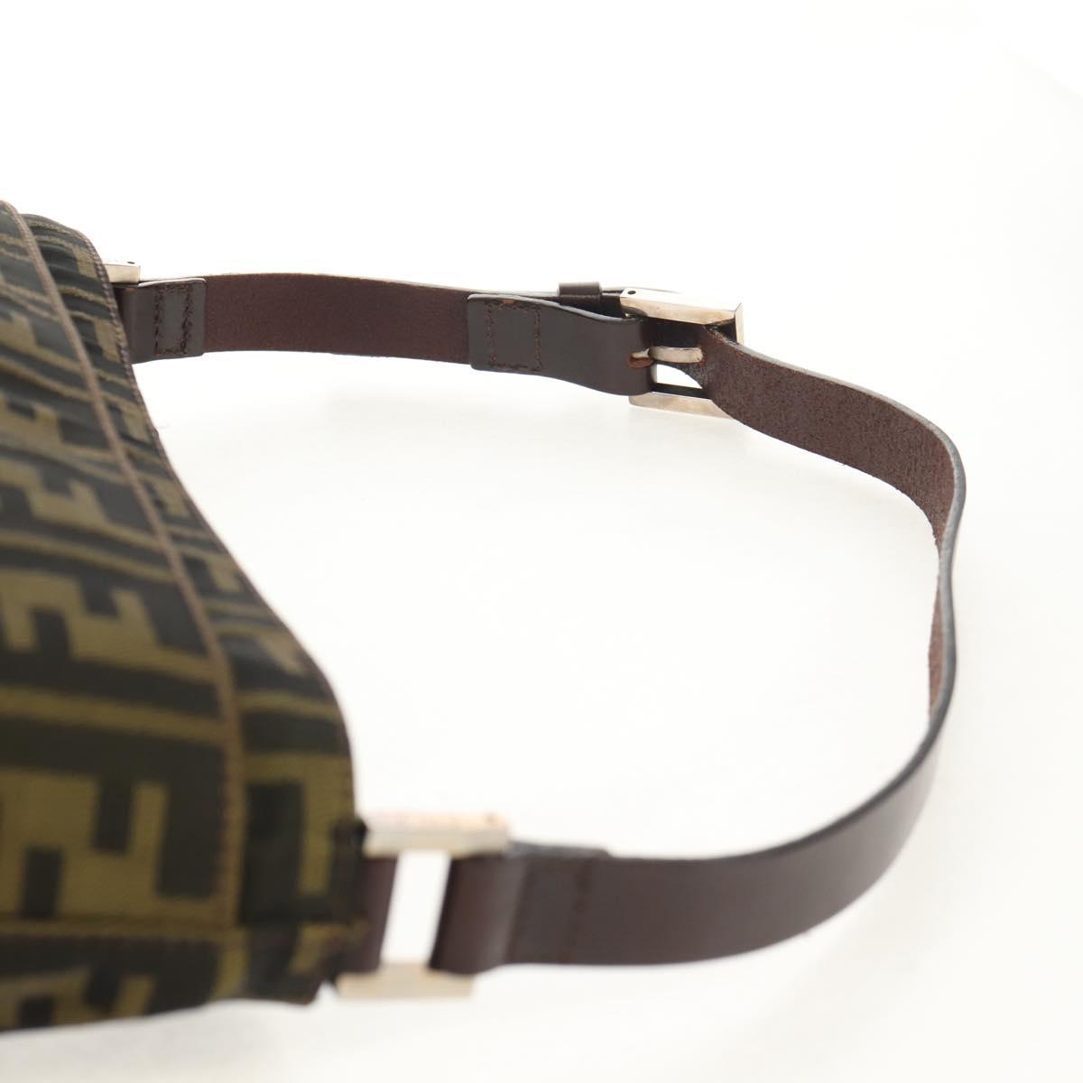 FENDI Zucca Canvas Shoulder Bag Khaki Black Auth gh1329V