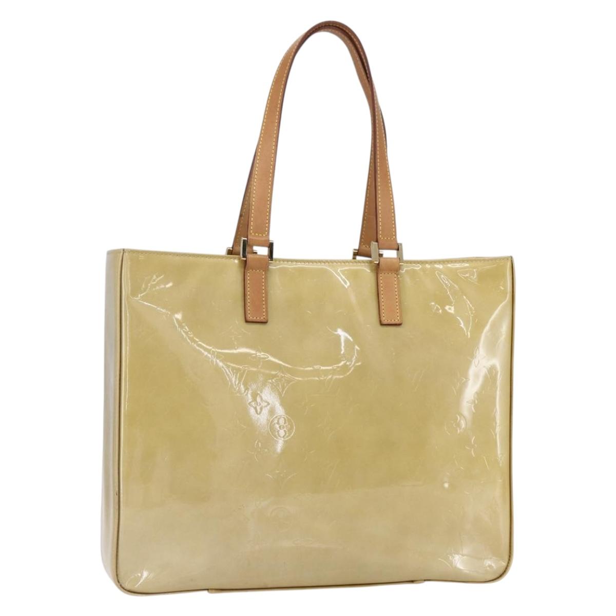 LOUIS VUITTON Monogram Vernis Columbus Tote Bag Beige M91023 LV Auth gh1334