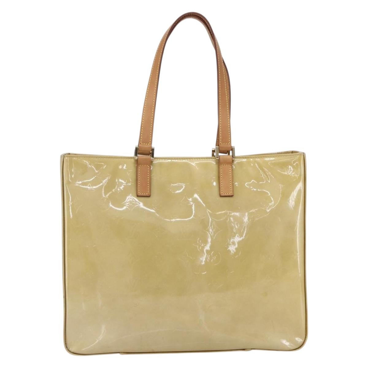 LOUIS VUITTON Monogram Vernis Columbus Tote Bag Beige M91023 LV Auth gh1334