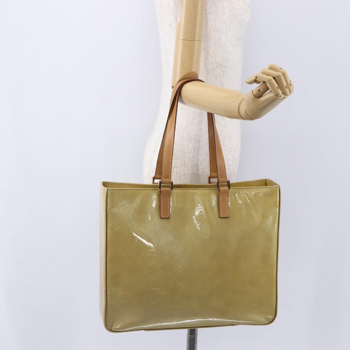 LOUIS VUITTON Monogram Vernis Columbus Tote Bag Beige M91023 LV Auth gh1334