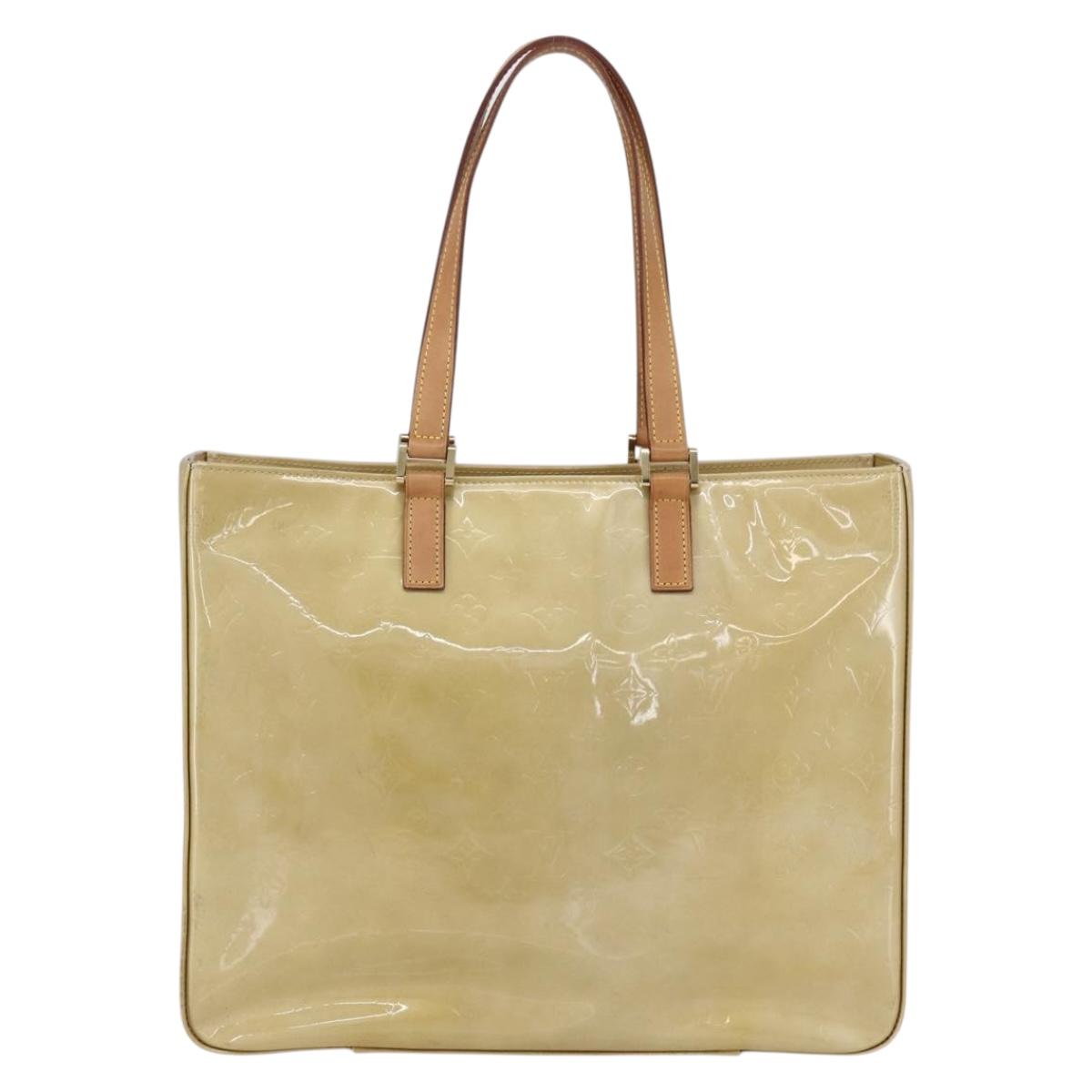LOUIS VUITTON Monogram Vernis Columbus Tote Bag Beige M91023 LV Auth gh1334
