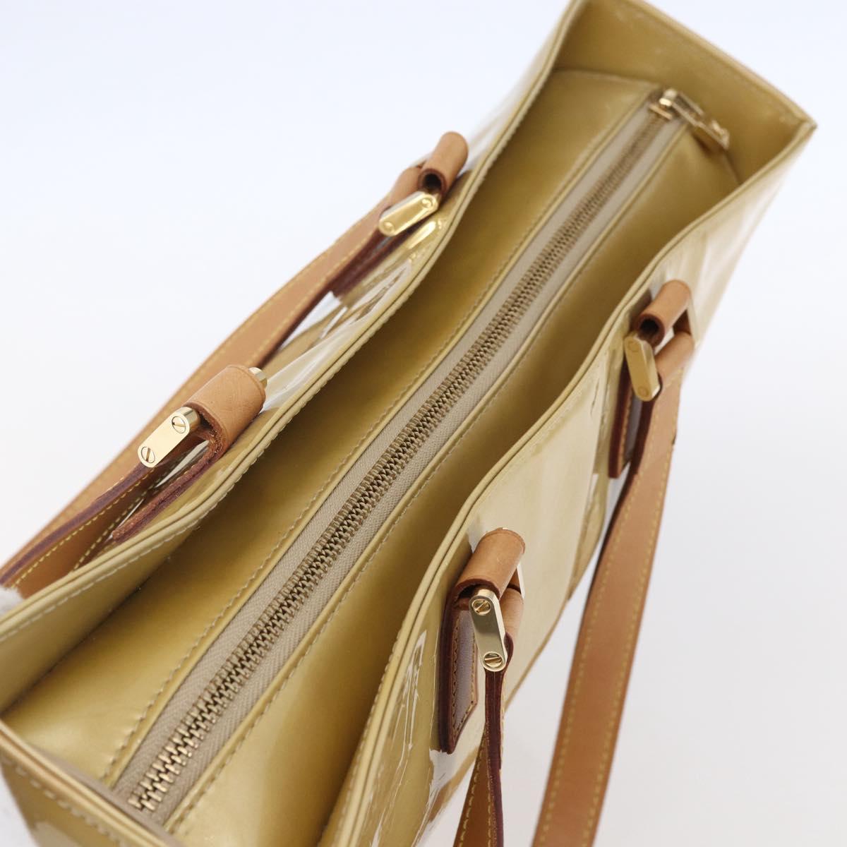 LOUIS VUITTON Monogram Vernis Columbus Tote Bag Beige M91023 LV Auth gh1334