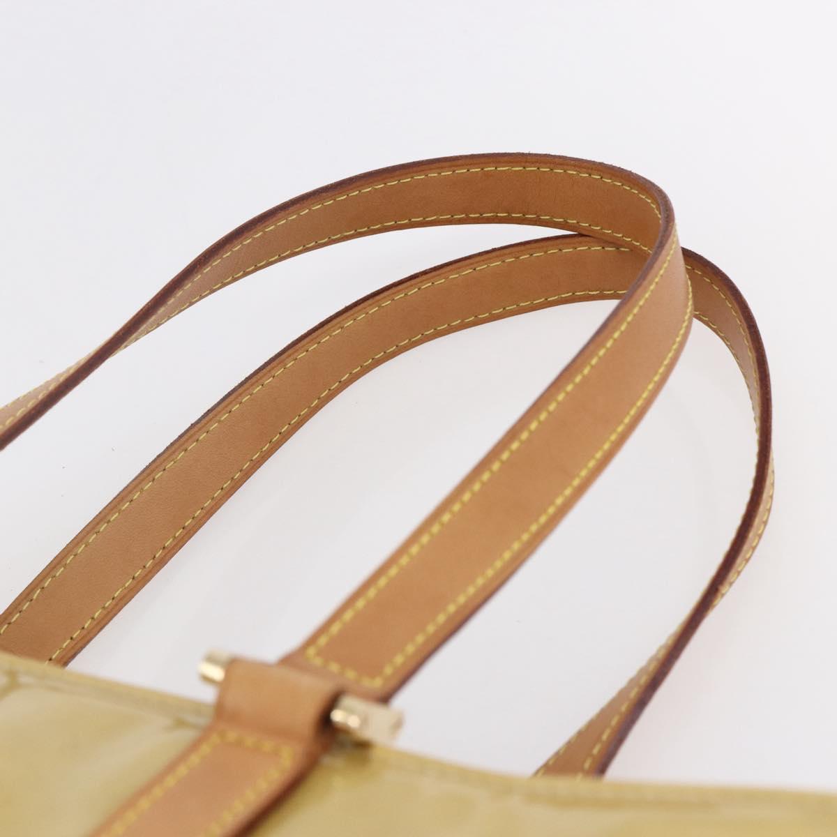 LOUIS VUITTON Monogram Vernis Columbus Tote Bag Beige M91023 LV Auth gh1334