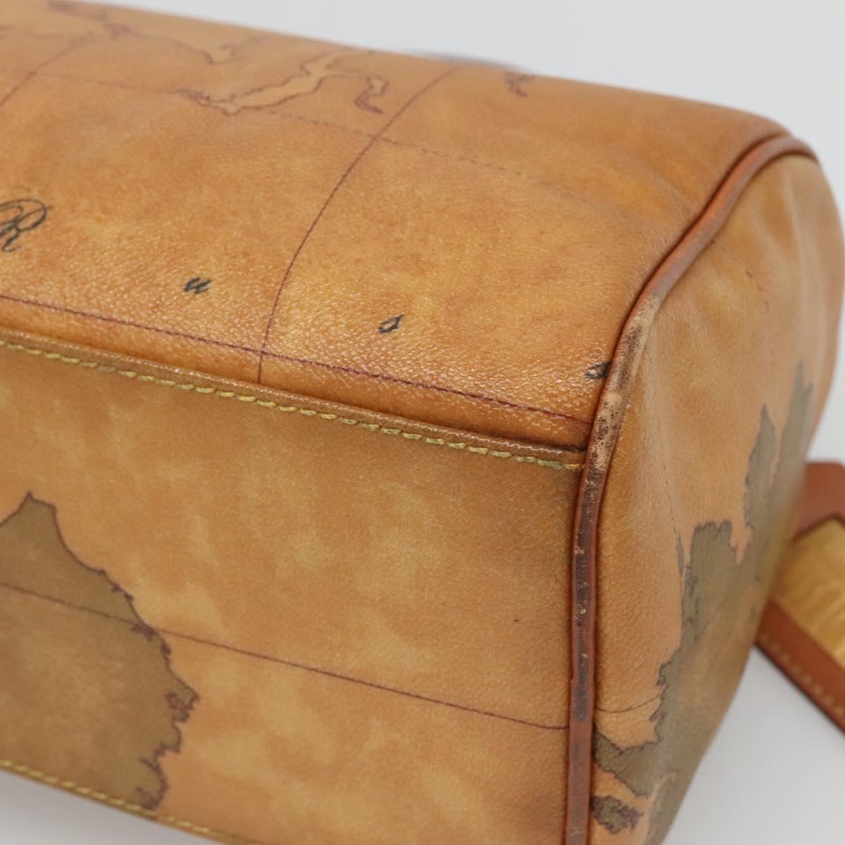 PRIMA CLASSE Hand Bag Leather PVC Brown Gold Auth gh134