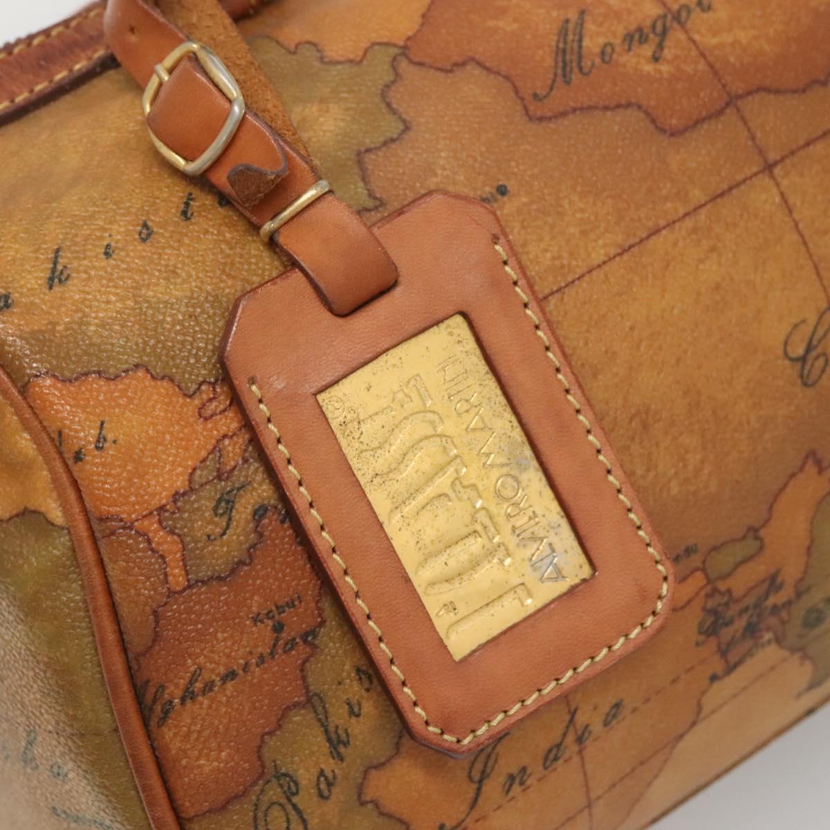 PRIMA CLASSE Hand Bag Leather PVC Brown Gold Auth gh134