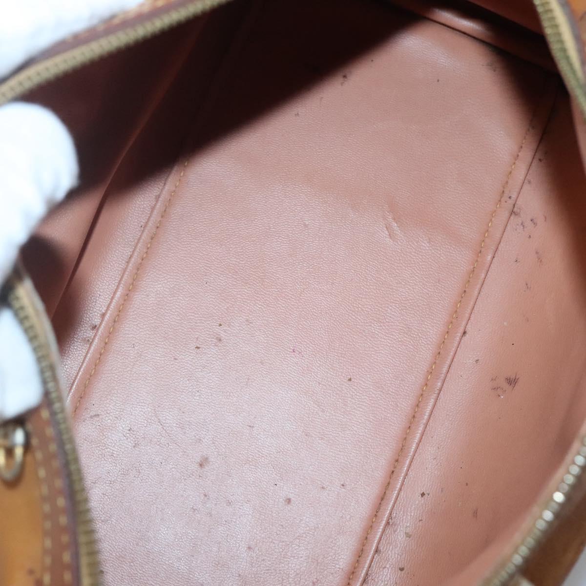 PRIMA CLASSE Hand Bag Leather PVC Brown Gold Auth gh134