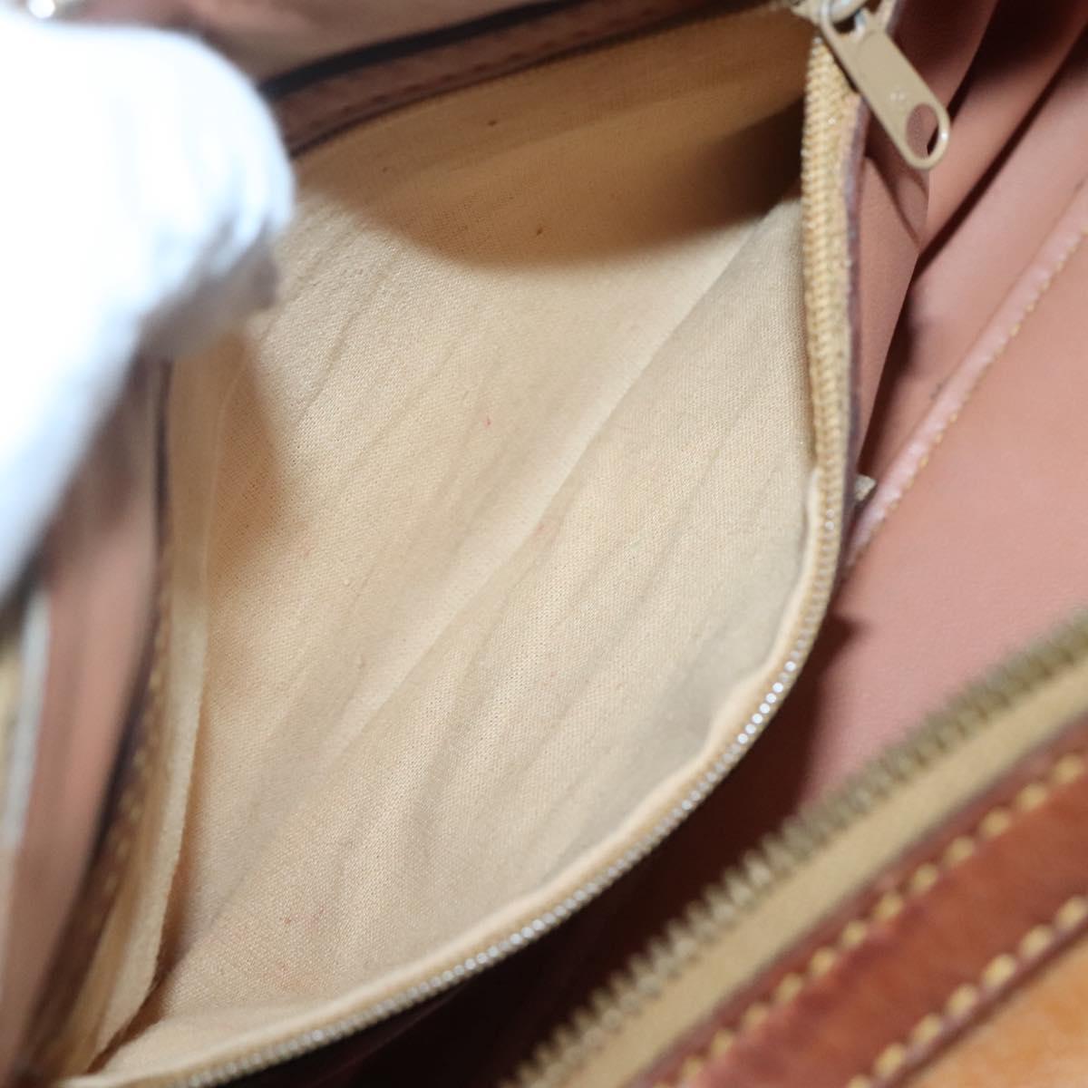 PRIMA CLASSE Hand Bag Leather PVC Brown Gold Auth gh134