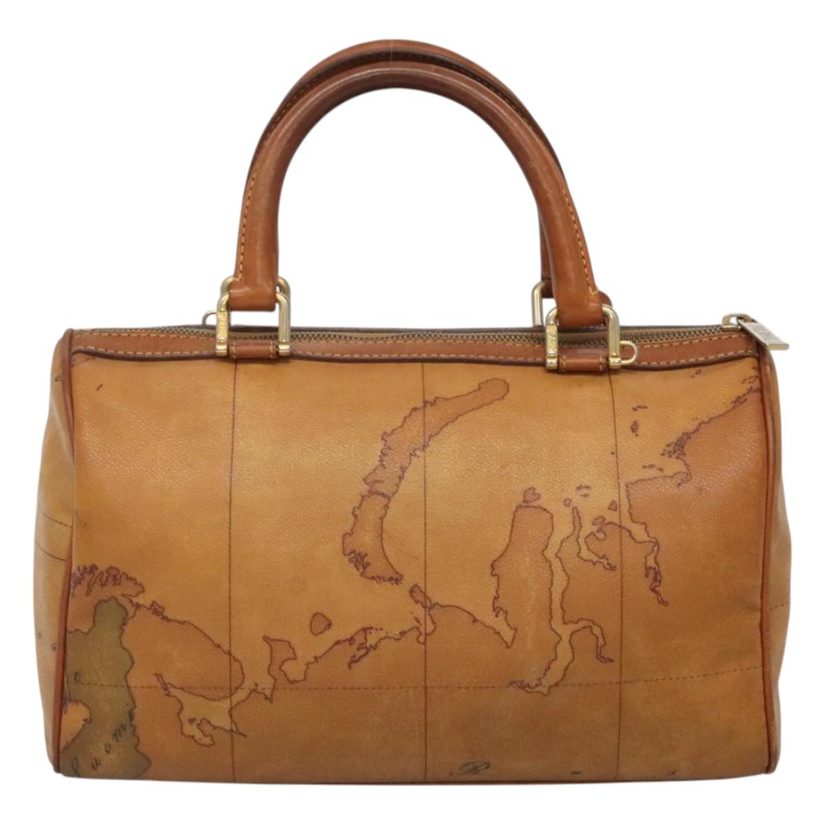 PRIMA CLASSE Hand Bag Leather PVC Brown Gold Auth gh134