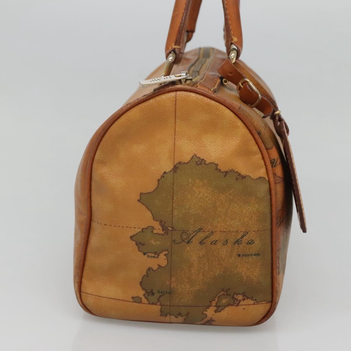 PRIMA CLASSE Hand Bag Leather PVC Brown Gold Auth gh134