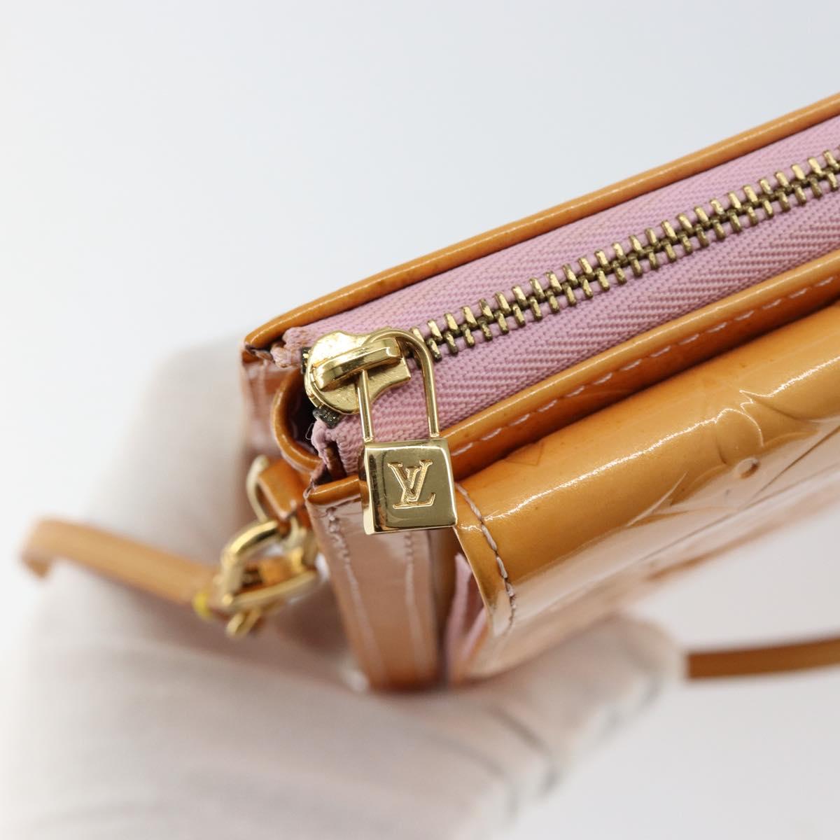 LOUIS VUITTON Monogram Vernis Motto Pouch Marshmallow Pink M91312 LV Auth gh1342