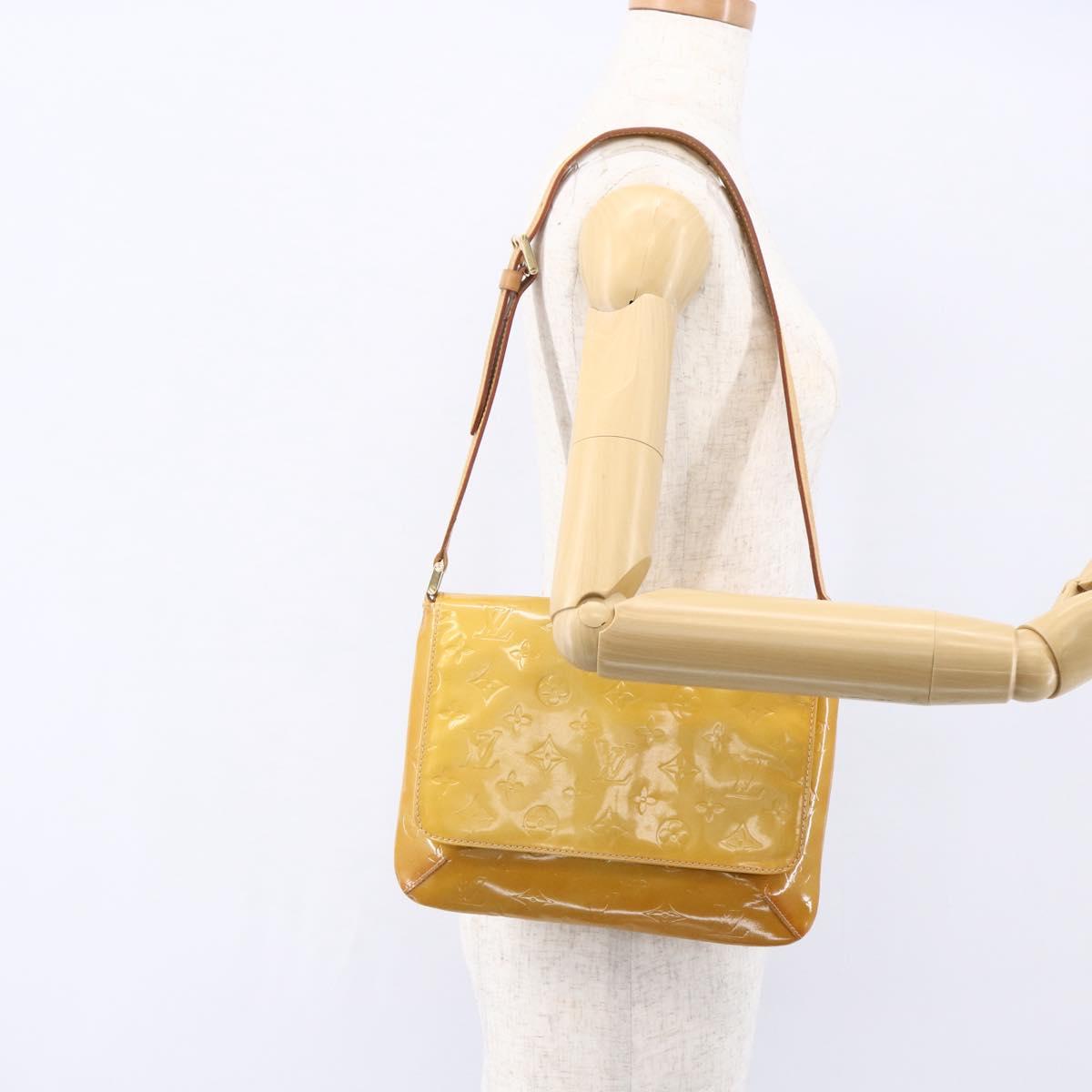 LOUIS VUITTON Monogram Vernis Thompson Street Bag Beige M91301 LV Auth gh1343