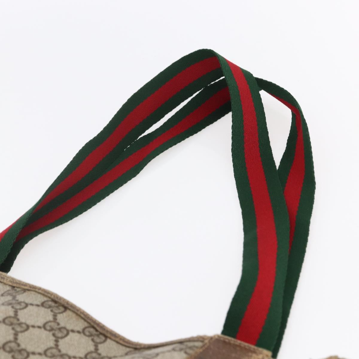 GUCCI GG Supreme Web Sherry Line Tote Bag PVC Beige Gold 39 02 003 Auth gh1349