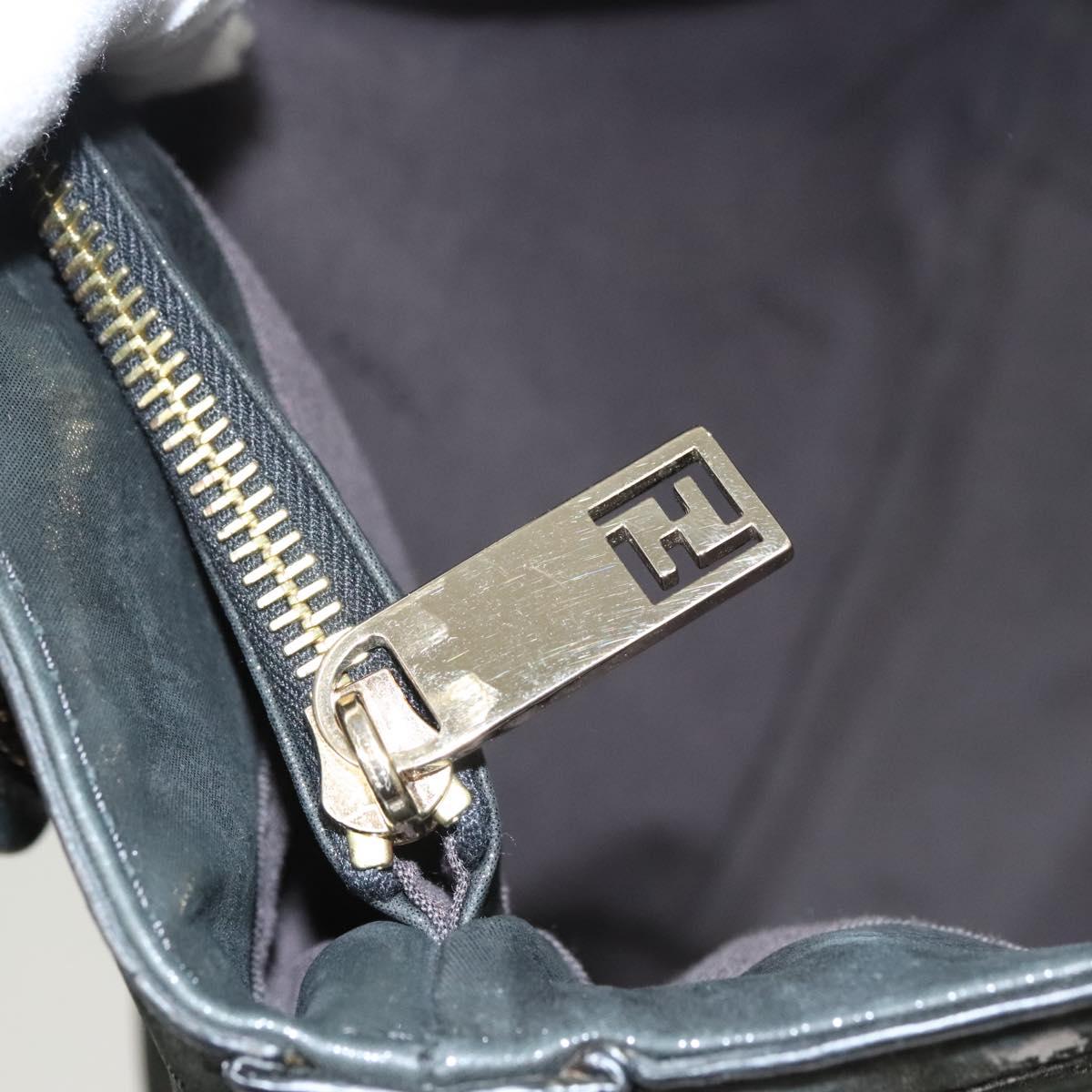 FENDI Tote Bag Leather Black Gold Auth gh135