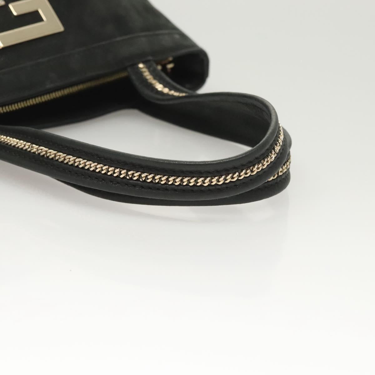 FENDI Tote Bag Leather Black Gold Auth gh135