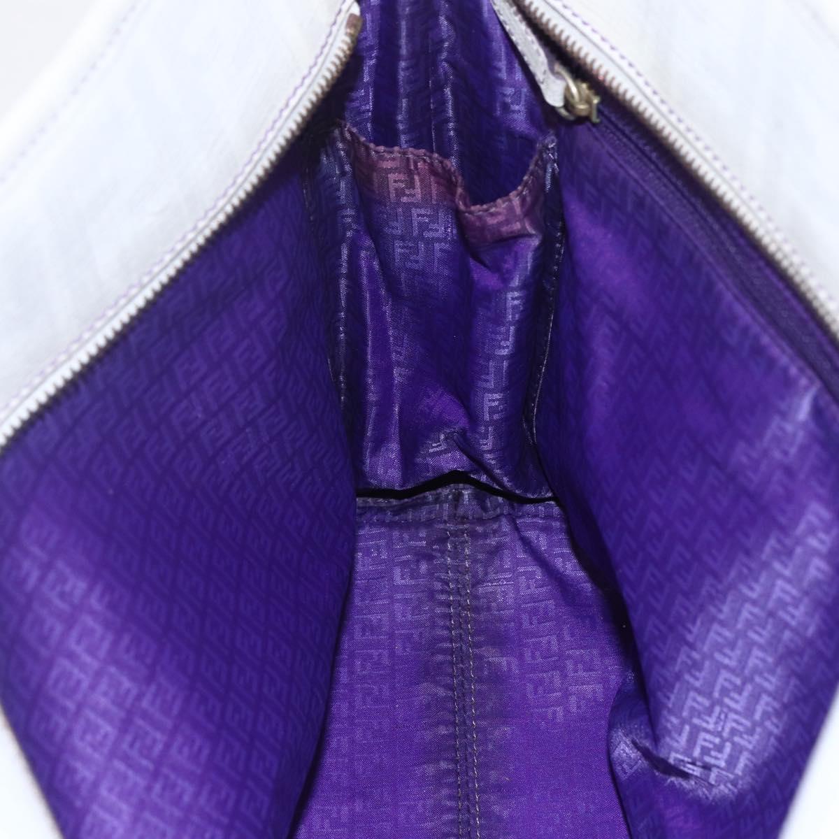 FENDI Zucca Canvas Tote Bag White Gold Auth gh1350