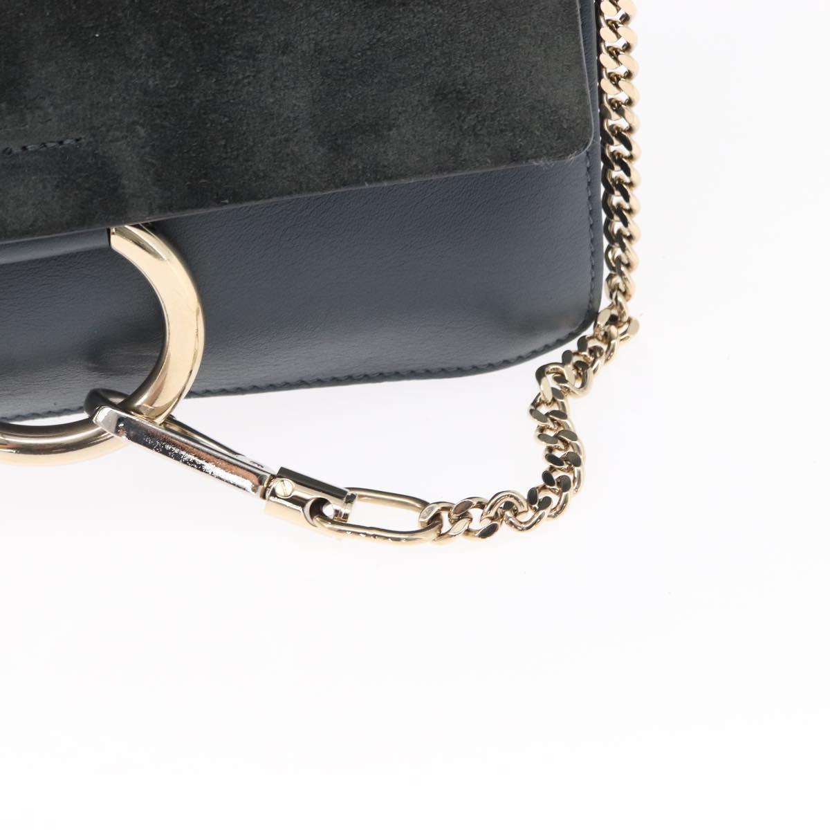Chloe Fay Shoulder Bag Suede Leather Green Gold Auth gh1351