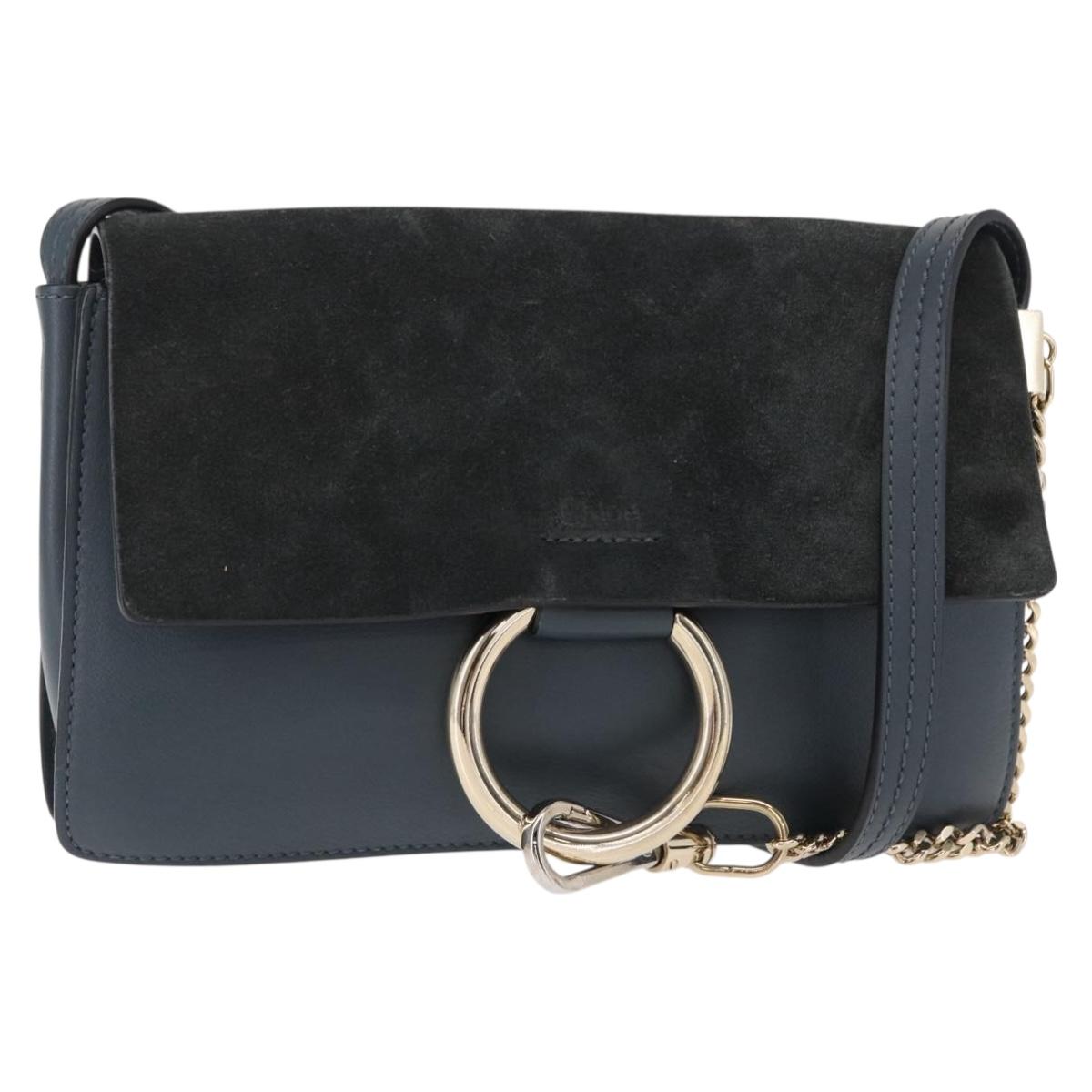 Chloe Fay Shoulder Bag Suede Leather Green Gold Auth gh1351