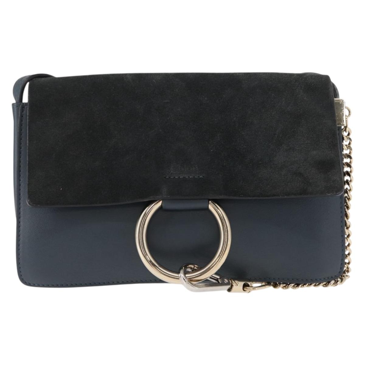 Chloe Fay Shoulder Bag Suede Leather Green Gold Auth gh1351