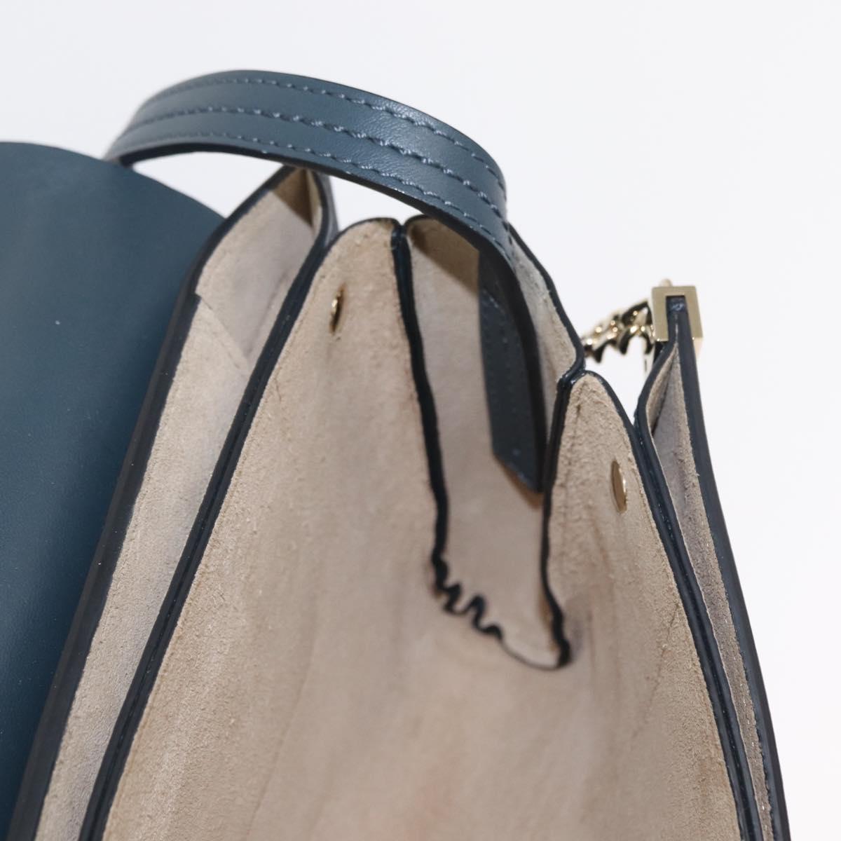 Chloe Fay Shoulder Bag Suede Leather Green Gold Auth gh1351