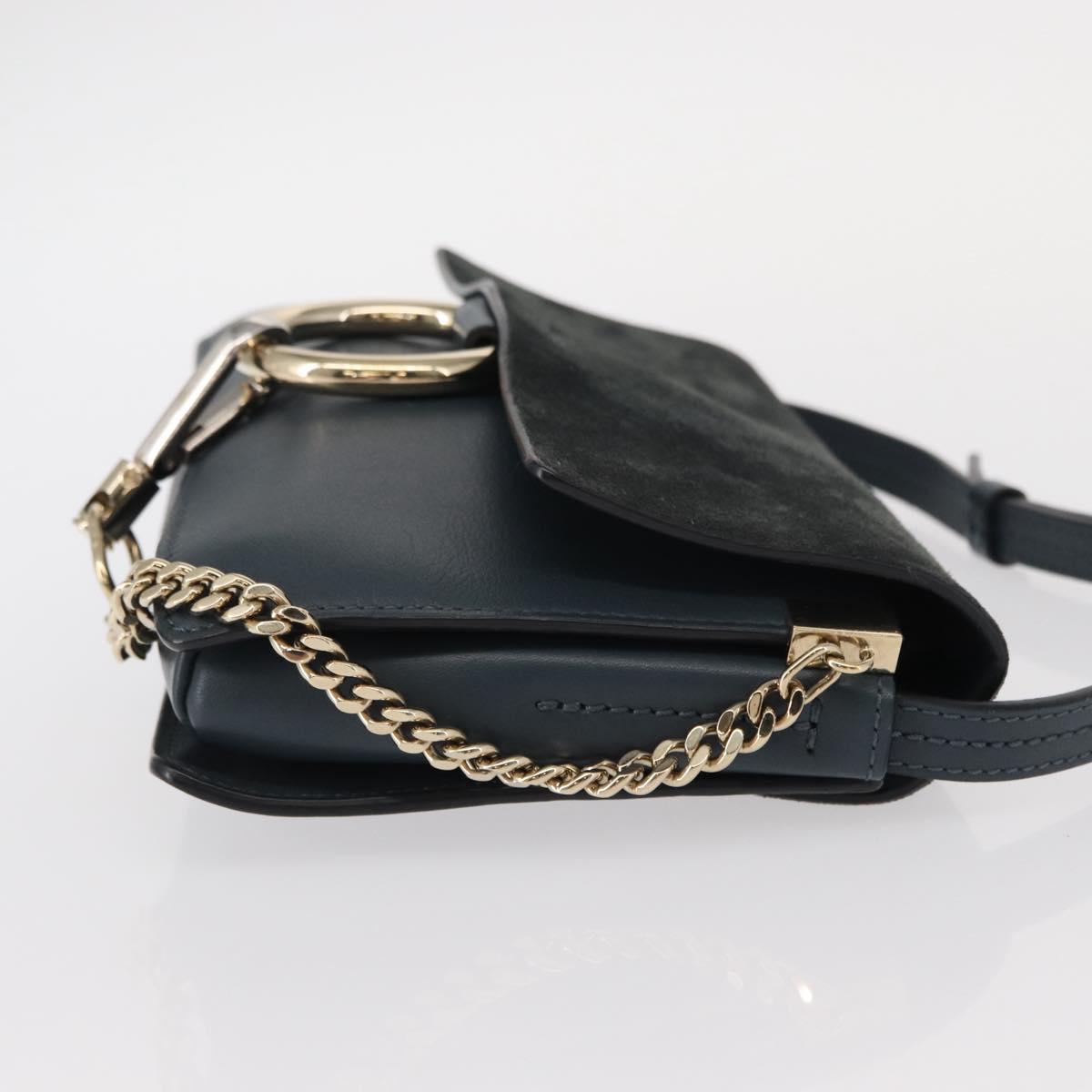 Chloe Fay Shoulder Bag Suede Leather Green Gold Auth gh1351