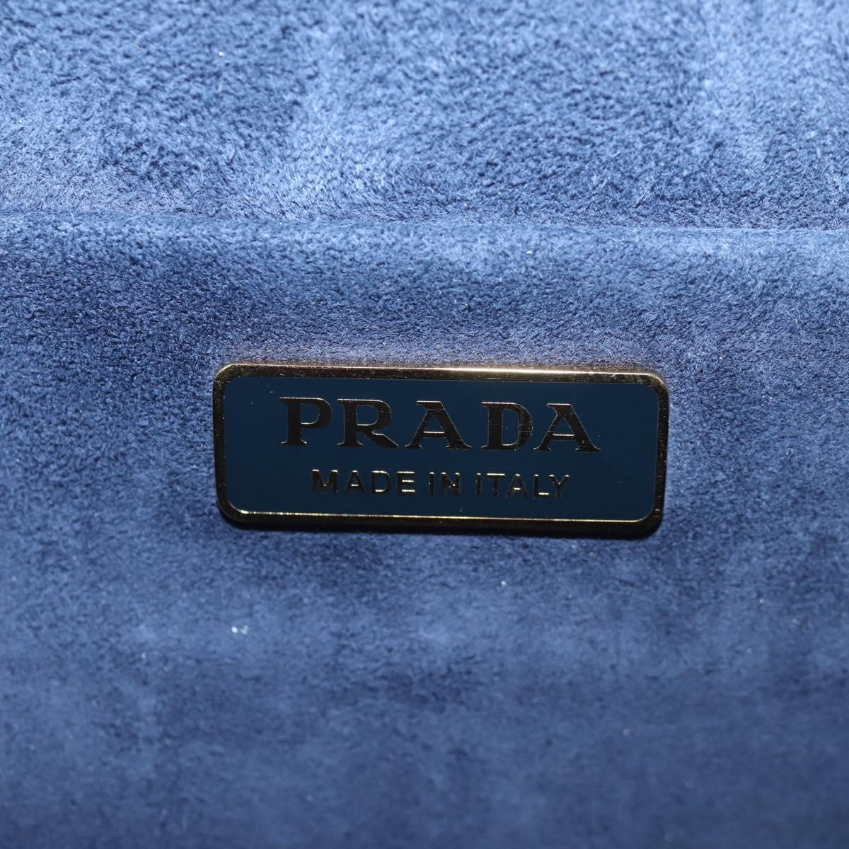 PRADA Kaye Shoulder Bag Velor Blue Gold Auth gh1354M