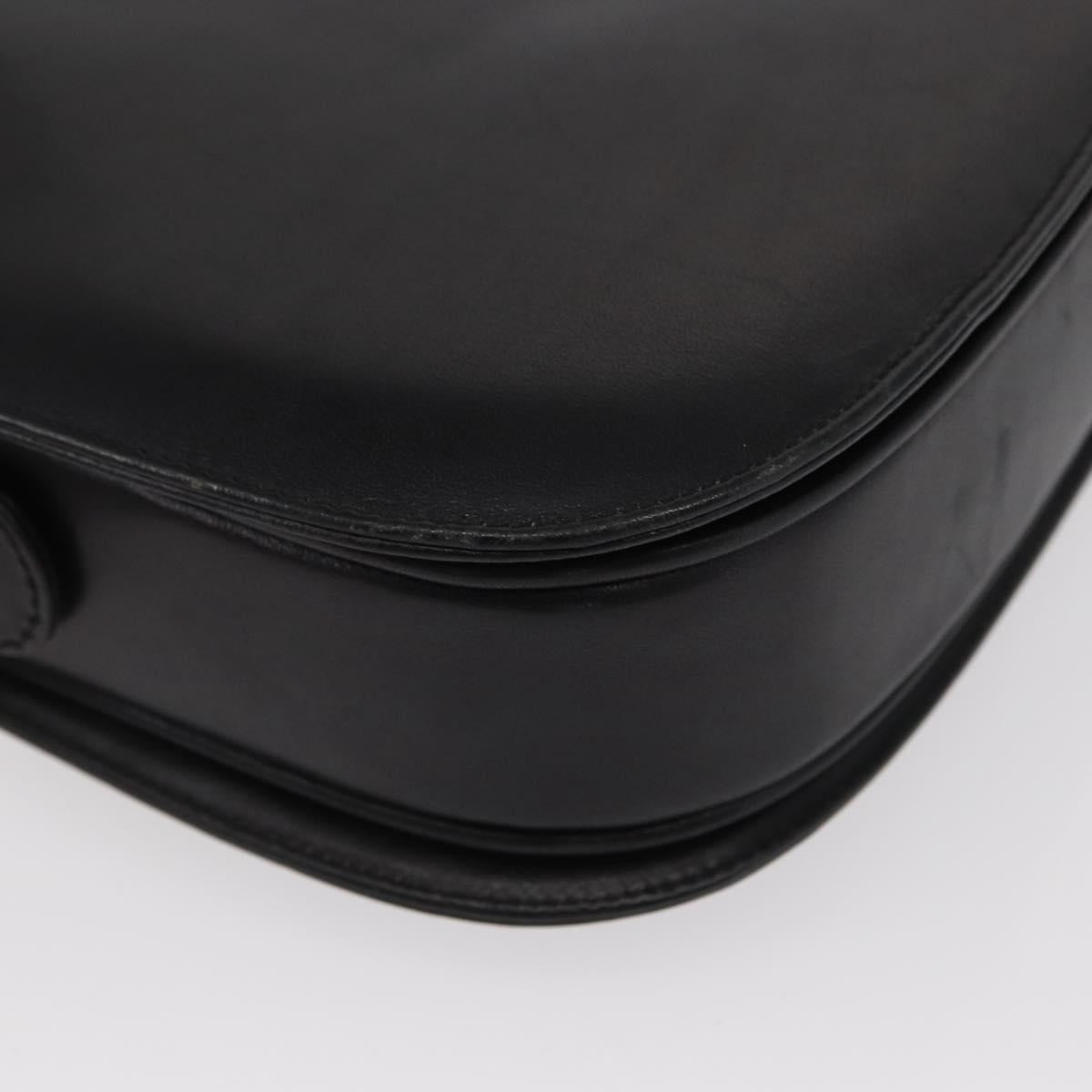 CELINE Horse Carriage Shoulder Bag Leather Black Gold Auth gh1357