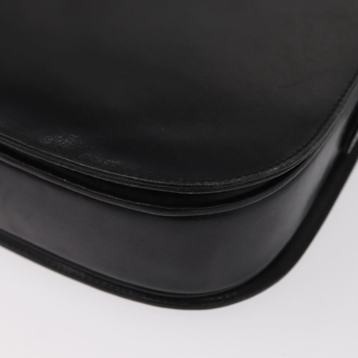 CELINE Horse Carriage Shoulder Bag Leather Black Gold Auth gh1357