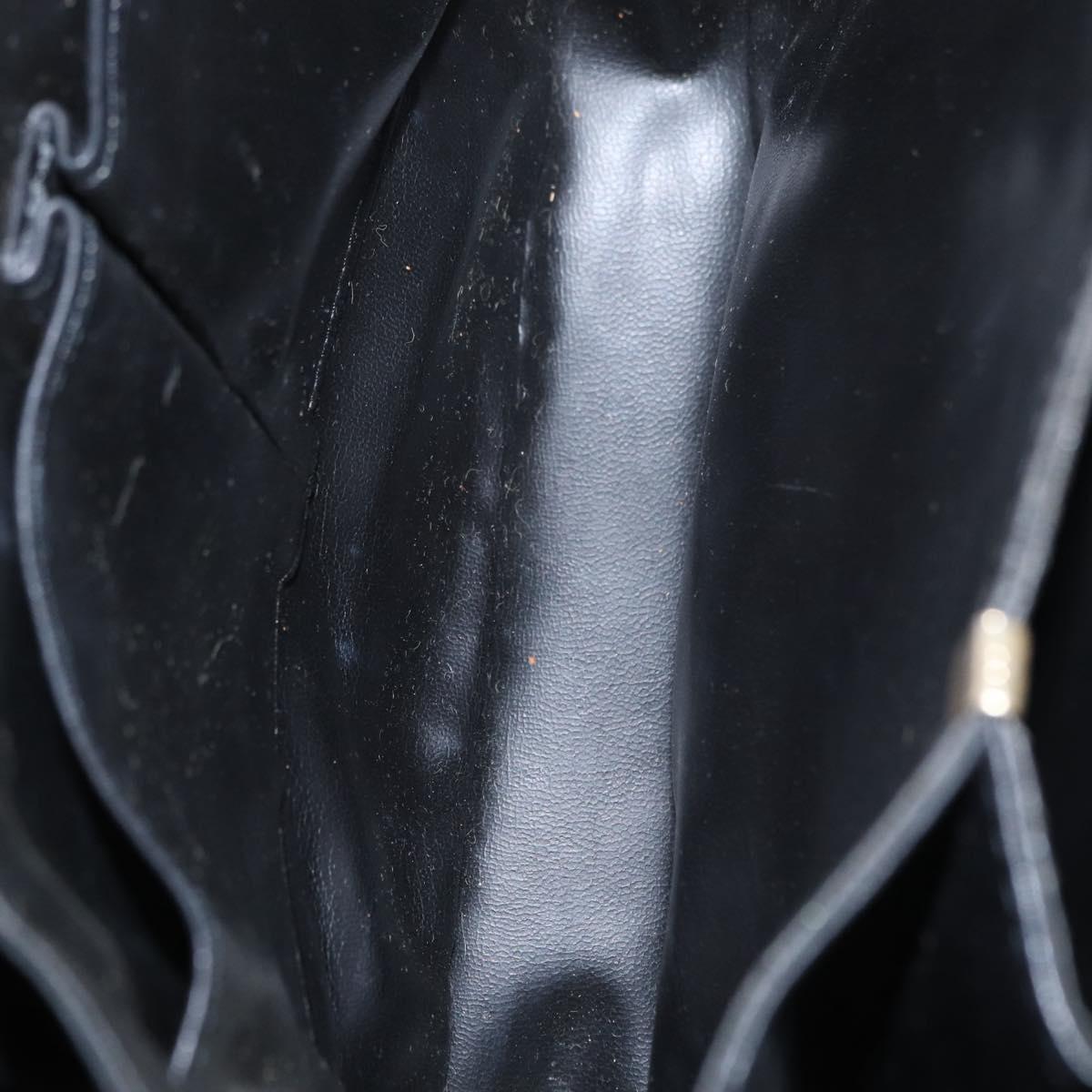 CELINE Horse Carriage Shoulder Bag Leather Black Gold Auth gh1357