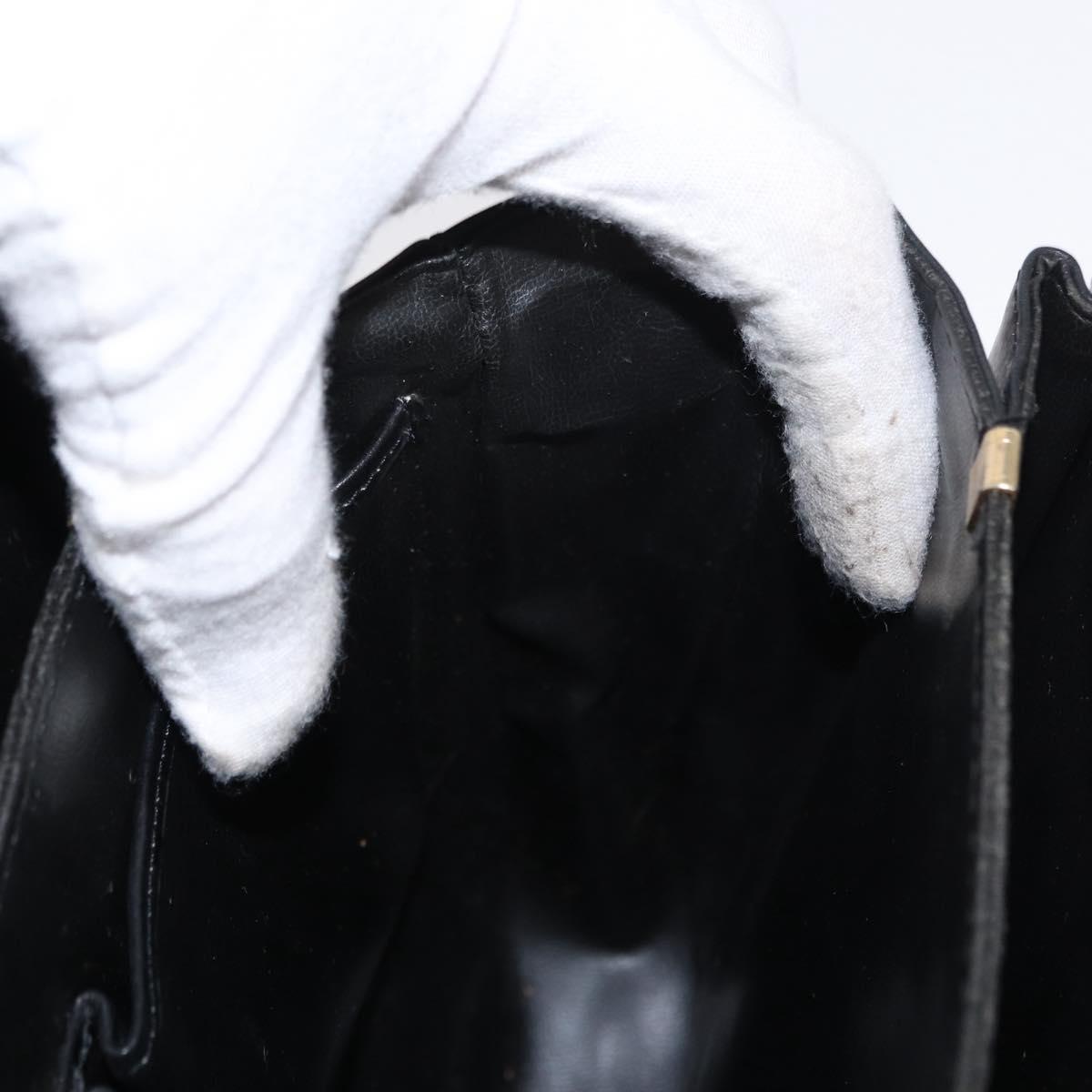 CELINE Horse Carriage Shoulder Bag Leather Black Gold Auth gh1357