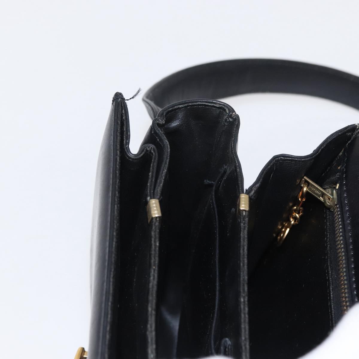 CELINE Horse Carriage Shoulder Bag Leather Black Gold Auth gh1357