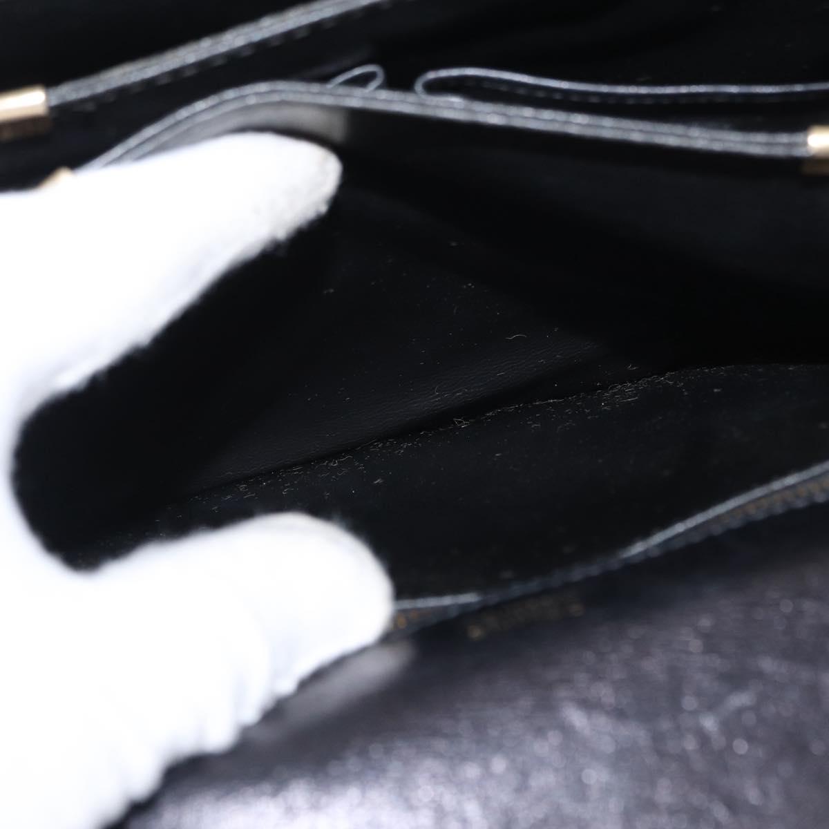 CELINE Horse Carriage Shoulder Bag Leather Black Gold Auth gh1357