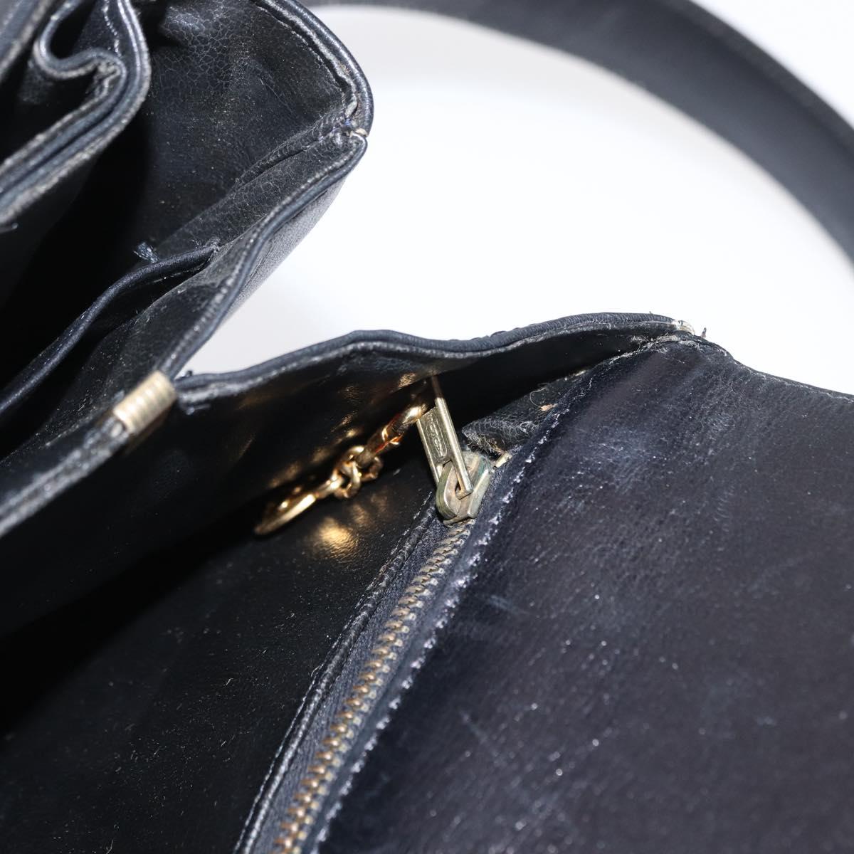 CELINE Horse Carriage Shoulder Bag Leather Black Gold Auth gh1357