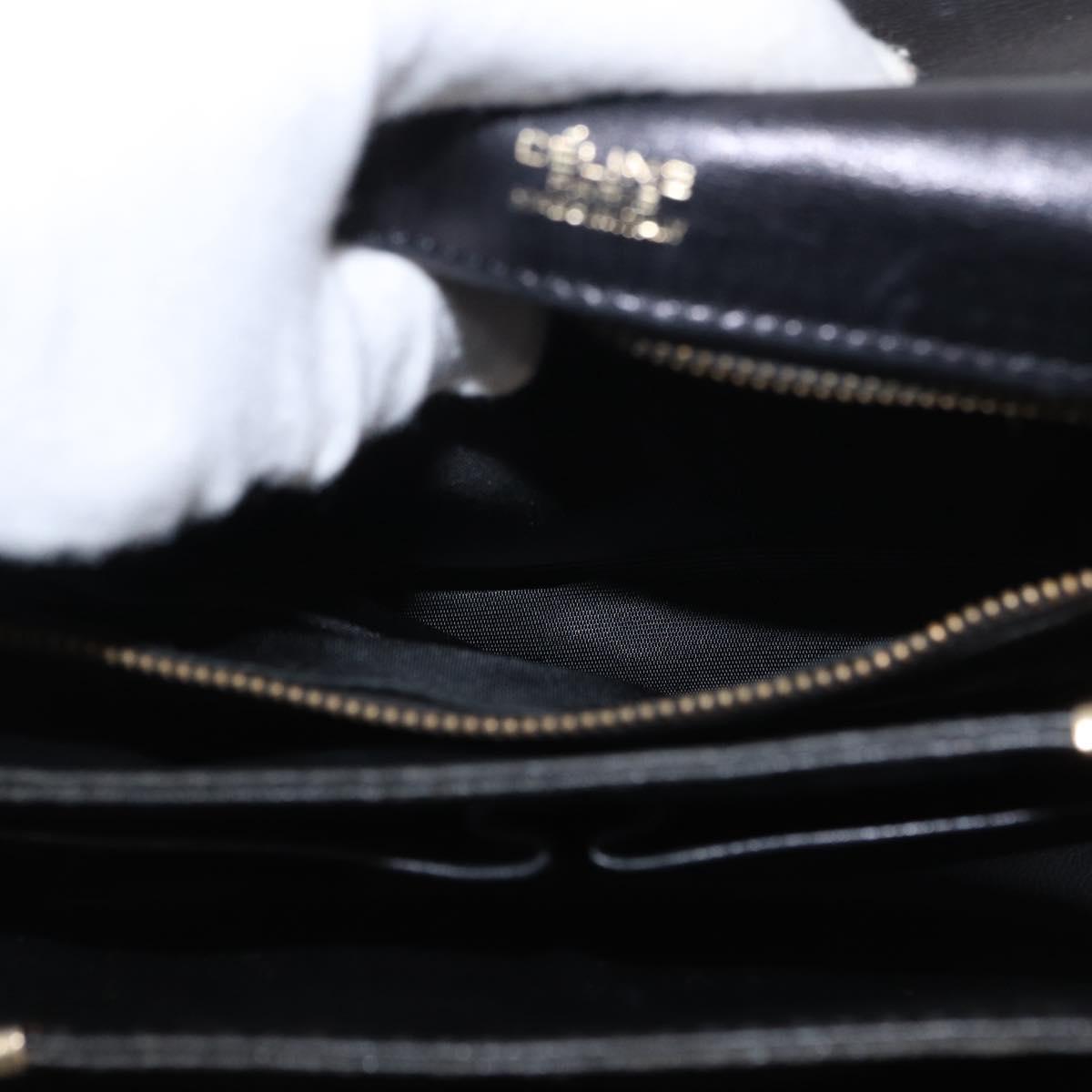 CELINE Horse Carriage Shoulder Bag Leather Black Gold Auth gh1357