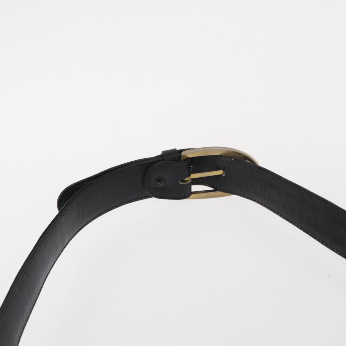 CELINE Horse Carriage Shoulder Bag Leather Black Gold Auth gh1357