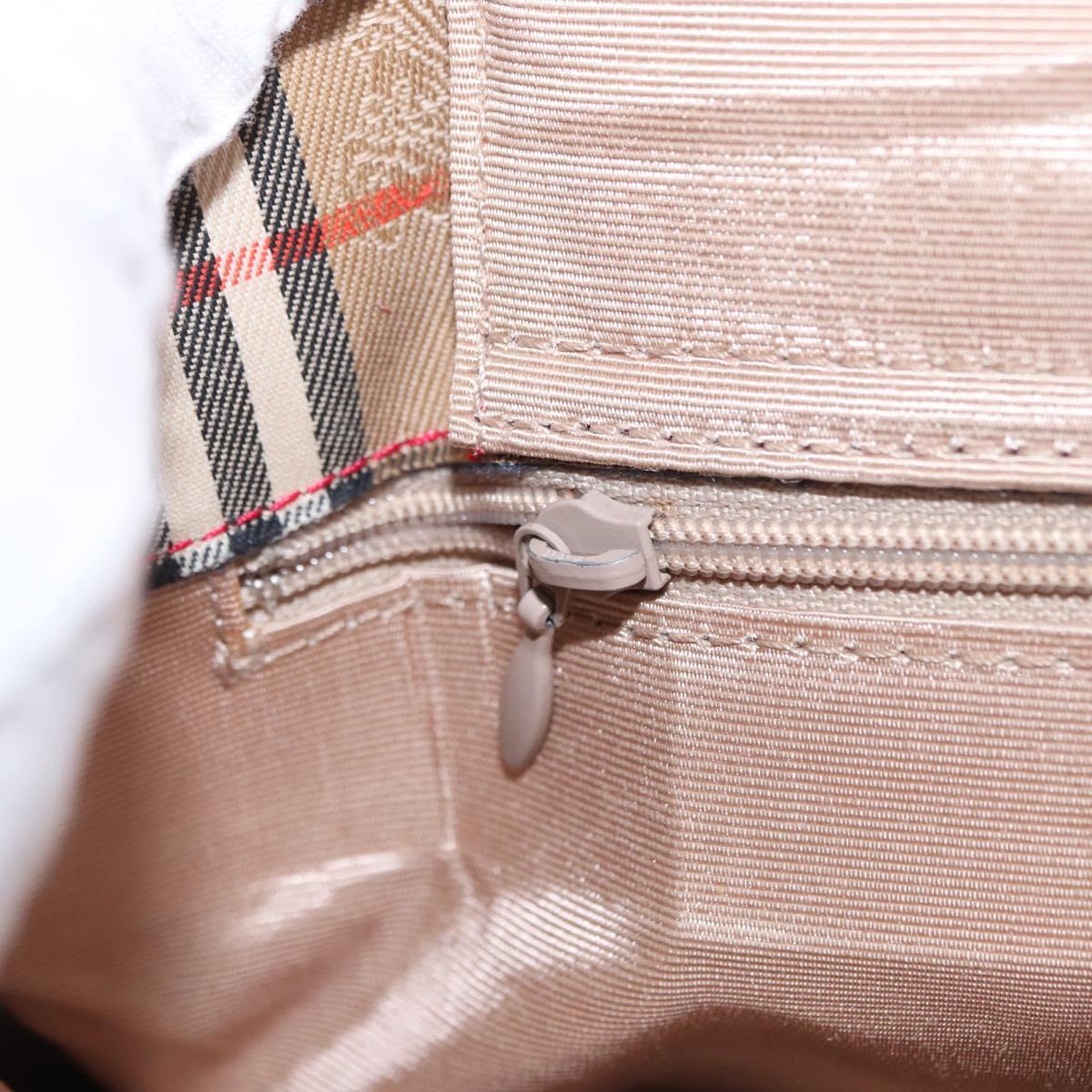 BURBERRY Nova Check Tote Bag Canvas Leather Beige Red gold Auth gh1367