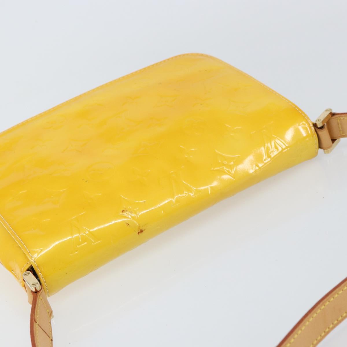 LOUIS VUITTON Monogram Vernis Thompson Street Bag Lime Yellow M91071 Auth gh1370
