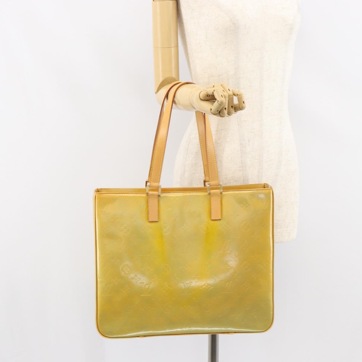 LOUIS VUITTON Monogram Vernis Columbus Tote Bag Gris M91028 LV Auth gh1389