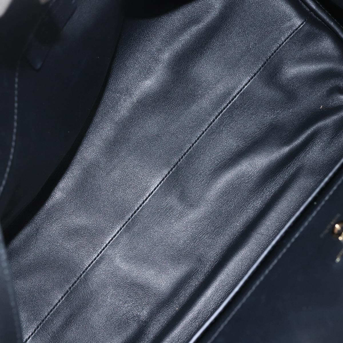 Salvatore Ferragamo Gancini Hand Bag Leather 2way Black Gold Auth gh1393V